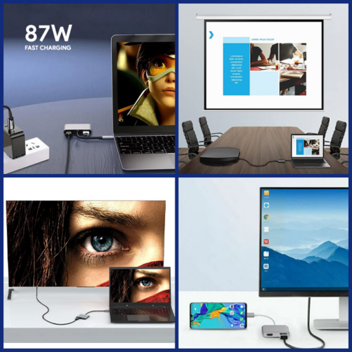 Adapter Type C na HDMIx2 PD USB3.0 4 u 1 sivi - Image 5