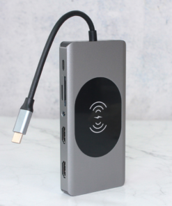 Adapter Type C na LAN Gb, Wireless PC, SD card, TF, Type C, 3xUSB 3.0, 2xUSB 2.0, Audio, 2xHDMI i VGA 14 u 1 20cm kabl