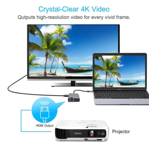 Adapter Type C na RJ45 (LAN) HDMI VGA 2xUSB 3.0 PD SD microSD 8u1 JWD-TC32 - Image 3