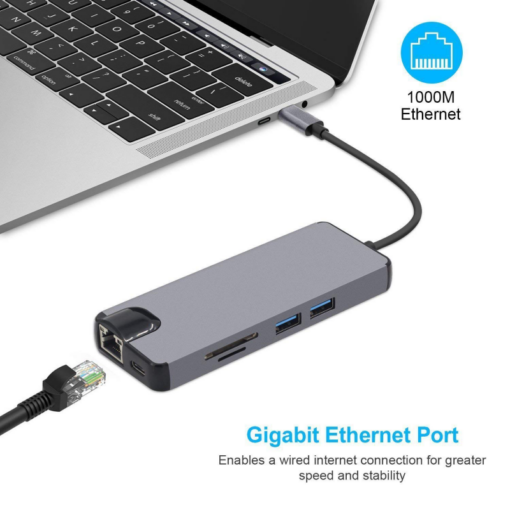 Adapter Type C na RJ45 (LAN) HDMI VGA 2xUSB 3.0 PD SD microSD 8u1 JWD-TC32 - Image 4