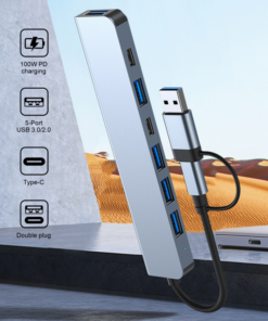 Adapter Type C - USB 3.0 na 2xType C, 3xUSB 3.0 i 2xUSB 2.0 7u1 20cm kabl