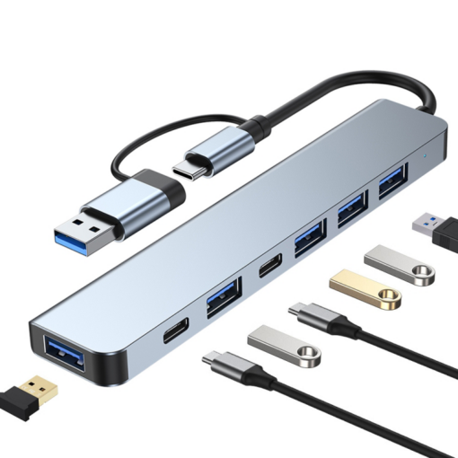 Adapter Type C - USB 3.0 na 2xType C, 3xUSB 3.0 i 2xUSB 2.0 7u1 20cm kabl - Image 2