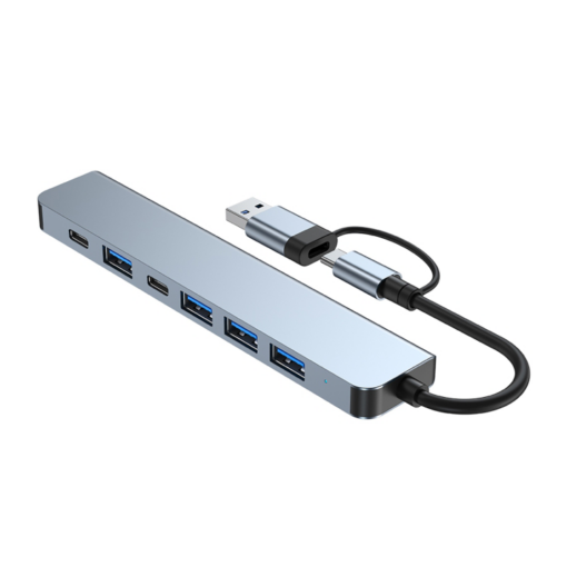 Adapter Type C - USB 3.0 na 2xType C, 3xUSB 3.0 i 2xUSB 2.0 7u1 20cm kabl - Image 3