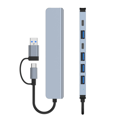 Adapter Type C - USB 3.0 na 2xType C, 3xUSB 3.0 i 2xUSB 2.0 7u1 20cm kabl - Image 4