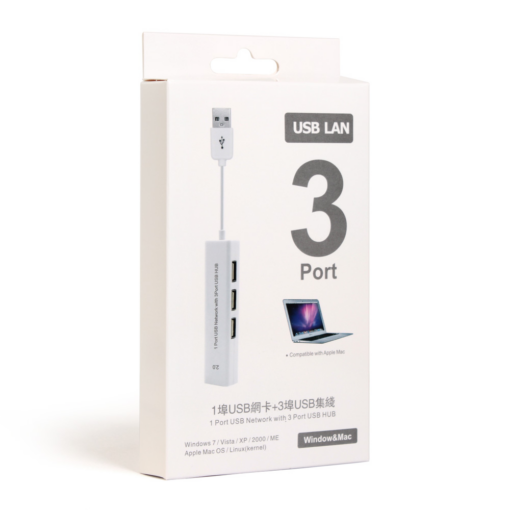 Adapter USB 2.0 na RJ45 i USB HUB 3 porta 2u1 JWD-U25 - Image 2