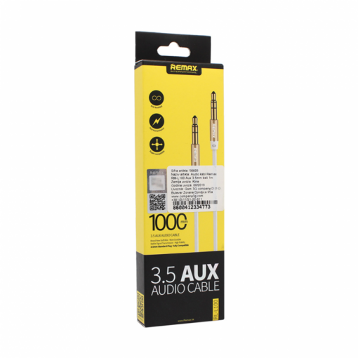 Audio kabl REMAX RM-L100 Aux 3.5mm beli 1m - Image 2