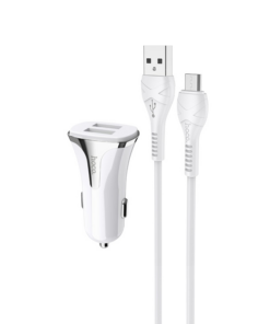 Auto punjac HOCO Z31 QC3.0 2xUSB sa micro USB kablom beli