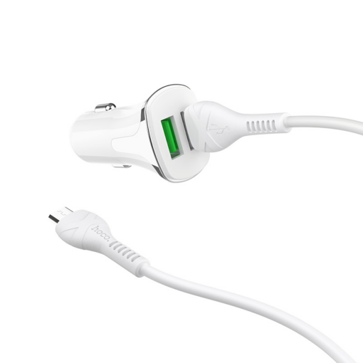 Auto punjac HOCO Z31 QC3.0 2xUSB sa micro USB kablom beli - Image 3