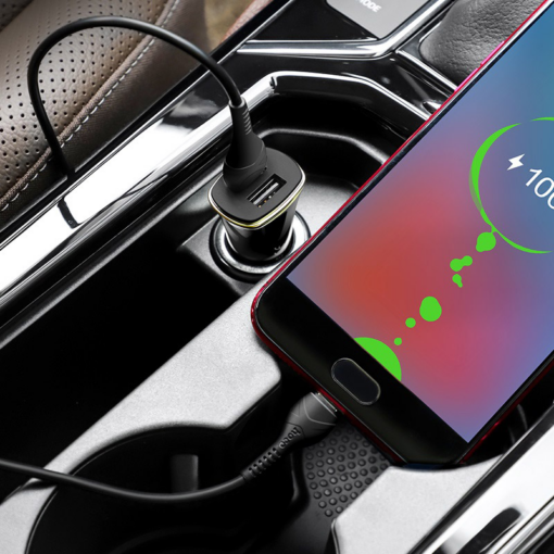 Auto punjac HOCO Z31 QC3.0 2xUSB sa micro USB kablom crni - Image 5