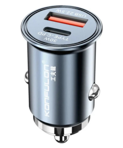 Auto punjac KONFULON C80Q, 3.6A, QC3.0 22.5W, PD 30W sivi