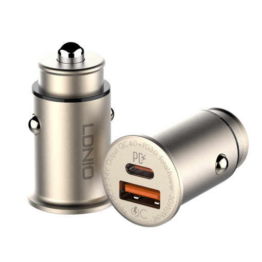 Auto punjac LDNIO C506Q PD, QC4+, 30W gold USB Lightning - Image 2