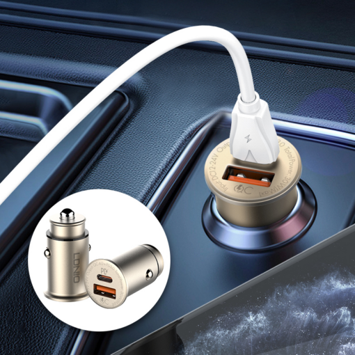 Auto punjac LDNIO C506Q PD, QC4+, 30W gold USB Lightning - Image 5