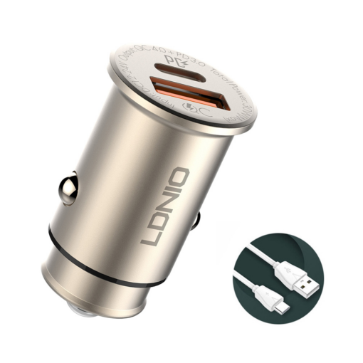 Auto punjac LDNIO C506Q PD, QC4+, 30W  gold USB Type C