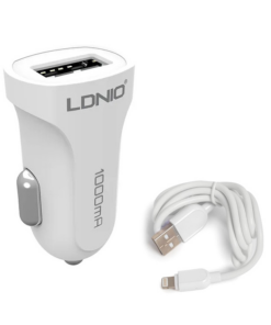 Auto punjac LDNIO DL-C17 2.4A sa iPhone Lightning kablom beli