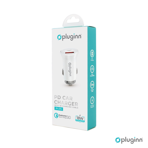 Auto punjac Pluginn PI-21S, PD 20W, QC 3.0 18W, sa Type C kablom beli - Image 3
