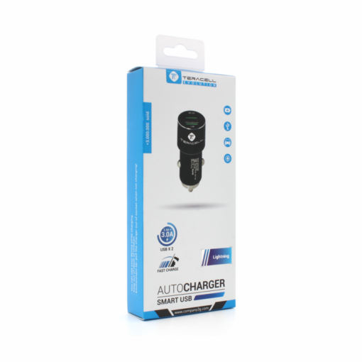 Auto punjac Teracell Evolution TC-05 2xUSB QC3.0 2.4A sa iPhone lightning kablom crni - Image 3
