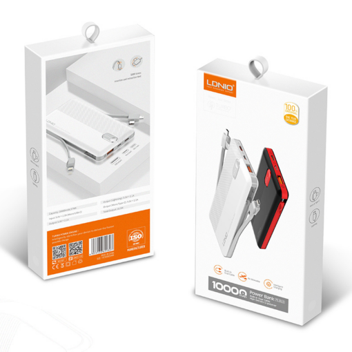 Back up baterija LDNIO PL1013, 10000mAh, 37Wh, 5V, 2.1A, 3u1 kabl bela - Image 5