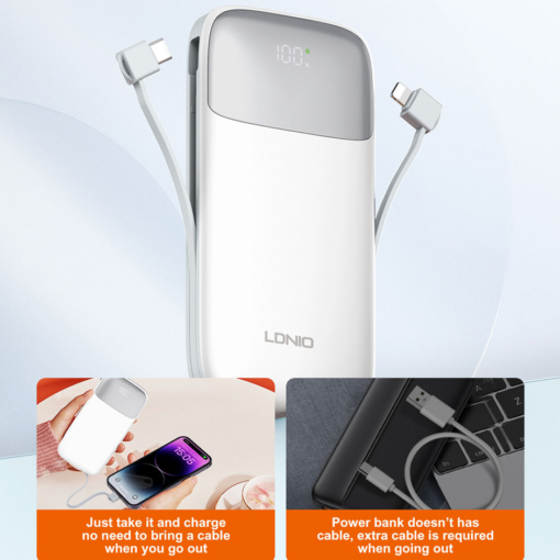 Back up baterija LDNIO PQ19 10000mAh, bela - Image 4