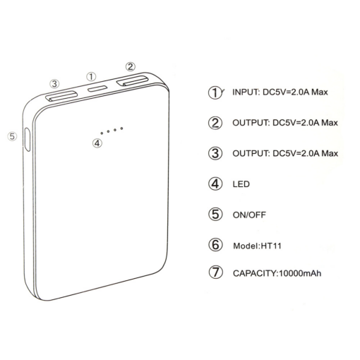 Back up baterija Oxpower HT11 10000 mAh bela - Image 3