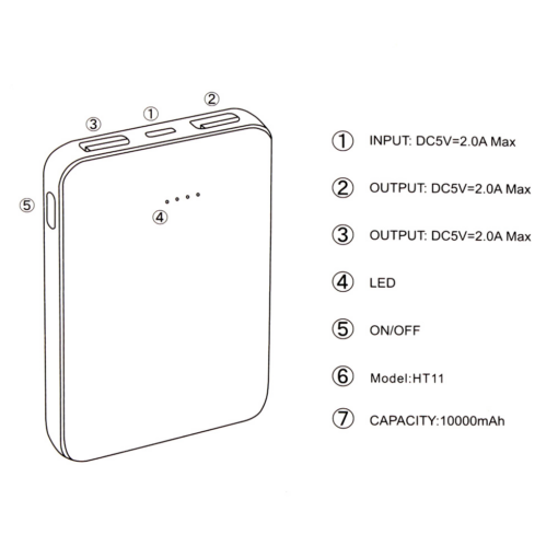 Back up baterija Oxpower HT11 10000mAh crna - Image 5