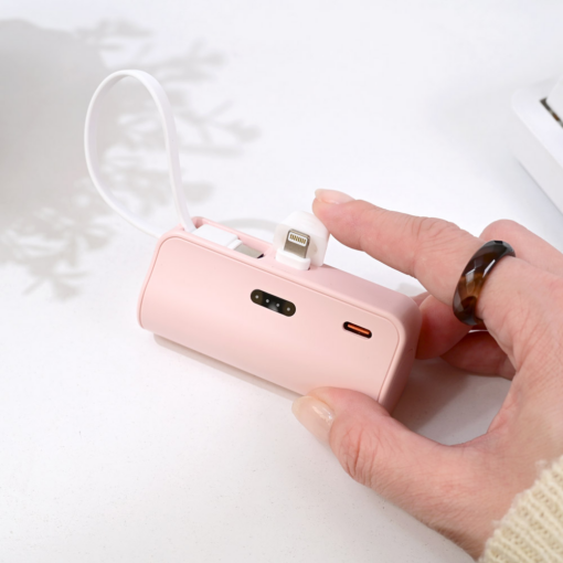 Back up baterija privezak 5000mAh fast lightning roze - Image 2