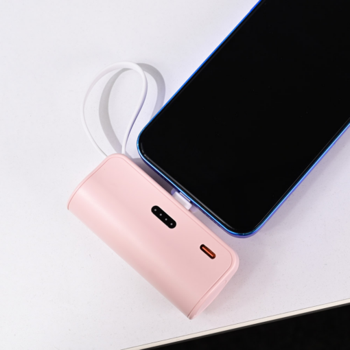 Back up baterija privezak 5000mAh fast lightning roze - Image 3