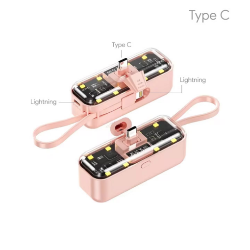 Back up baterija privezak Oxpower 5000mAh Type C roze - Image 2