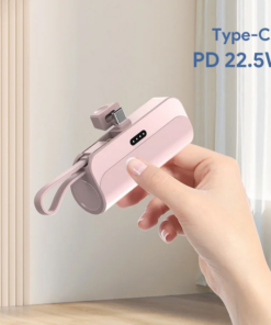 Back up baterija privezak 5000mAh Type C roze