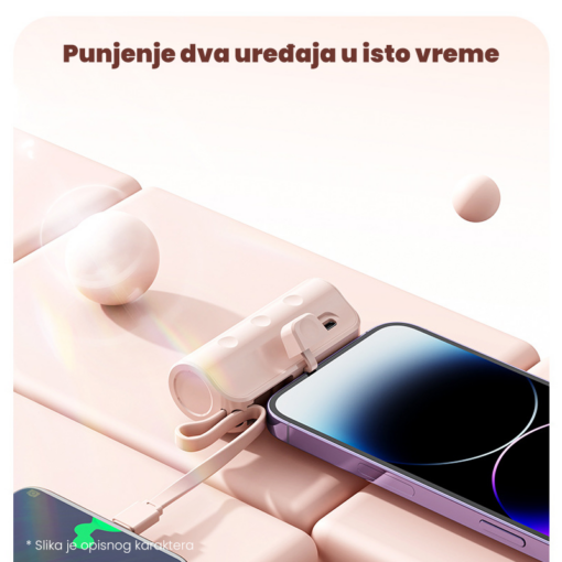 Back up baterija privezak 5000mAh Type C roze - Image 3