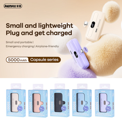 Power bank prenosiva baterija REMAX Capsule series RPP-632 2A Type C 5000mAh plava - Image 3