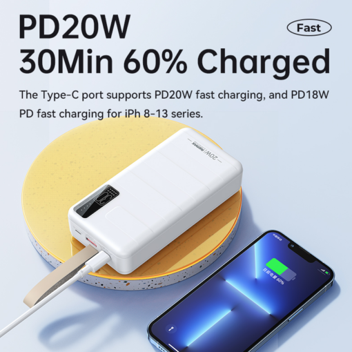 Back up baterija REMAX Noah Series RPP-506 PD QC 20W 22.5W 30000mAh bela - Image 4