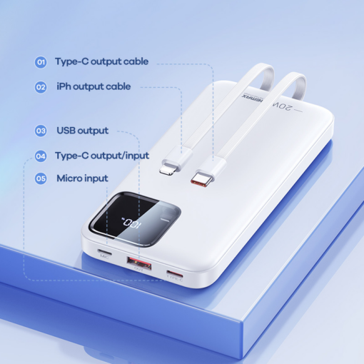 Back up baterija REMAX Suji Series RPP-500 20W+22.5W PD+QC 10000mAh bela - Image 4