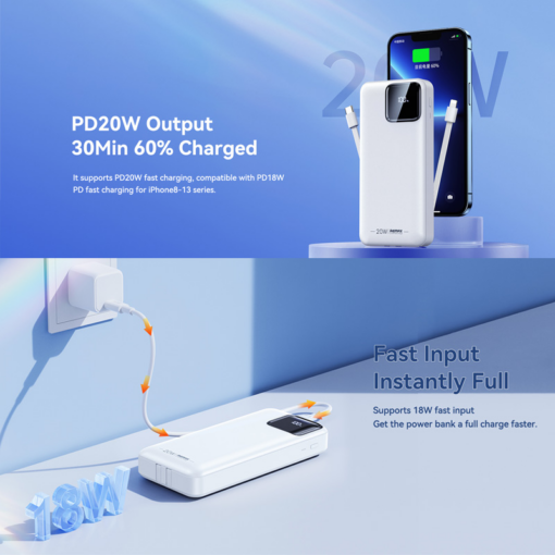 Back up baterija REMAX Suji Series RPP-513 20W+22.5W PD+QC 20000mAh plava - Image 3