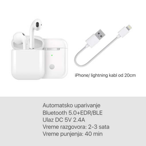 Bluetooth slusalice Airpods i13 TWS bele HQ - Image 2