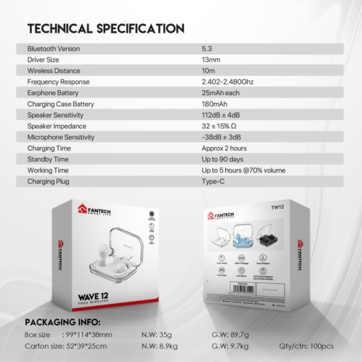 Bluetooth slusalice Fantech Wave 12 bele - Image 4
