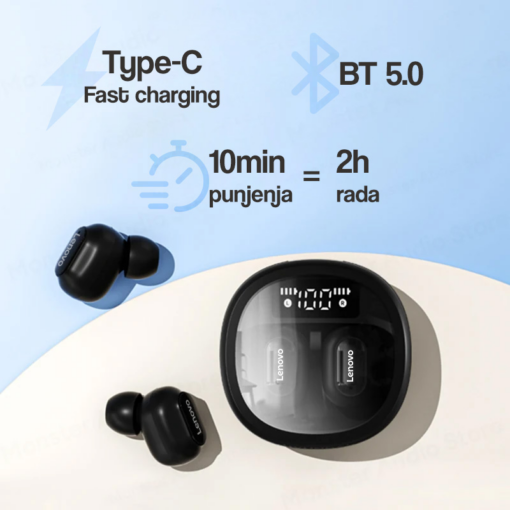 Bluetooth slusalice  Lenovo Thinkplus Airpods crne - Image 3