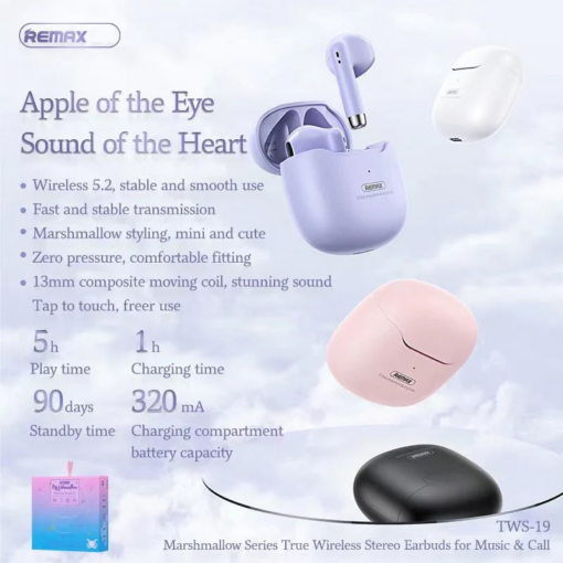 Bluetooth slusalice REMAX Marshmallow Series  TWS-19 bele - Image 2