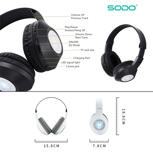 Bluetooth slusalice Sodo SD-701 bele - Image 4