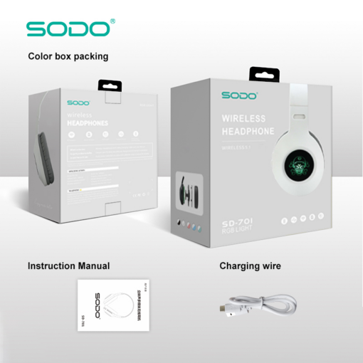 Bluetooth slusalice Sodo SD-701 bele - Image 5