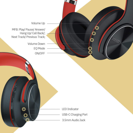 Bluetooth slusalice DOQAUS VOUGE 5 crvene - Image 5