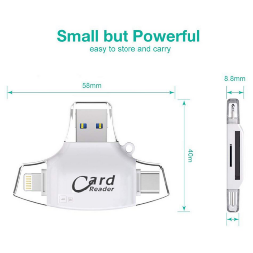 Citac kartica SD microSD na Type C Lightning USB 2.0 JWD-84 beli - Image 4