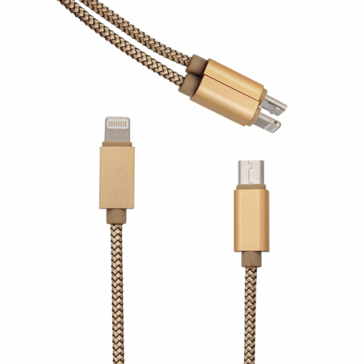 Data kabl LDNIO LC86 za iPhone lightning/micro 2u1 USB zlatni 1m - Image 3