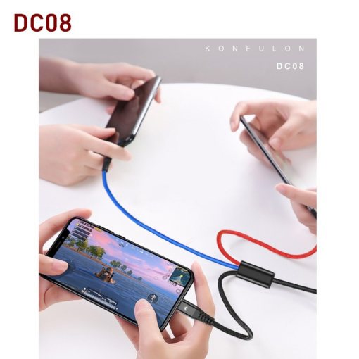 Data kabl KONFULON DC08, 2.4A, 3u1 USB na micro, lightning, Type C 1.2m - Image 3