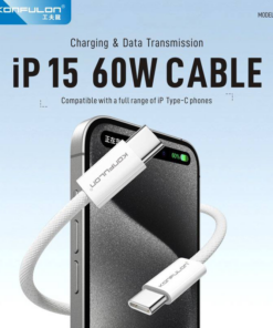 Data kabl KONFULON DC61 PD 60W Super Fast Charge za iPhone 15 Type C na Type C beli 1m