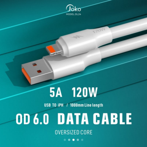 Data kabl KONFULON DL24, 5A, 120W, USB na iPhone lightning beli 1m - Image 2