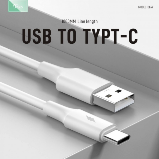 Data kabl KONFULON DL49, 2.4A, USB na Type C beli 1m - Image 2