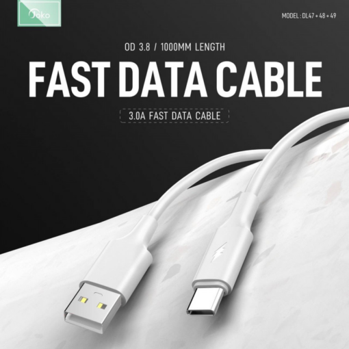 Data kabl KONFULON DL49, 2.4A, USB na Type C beli 1m - Image 3