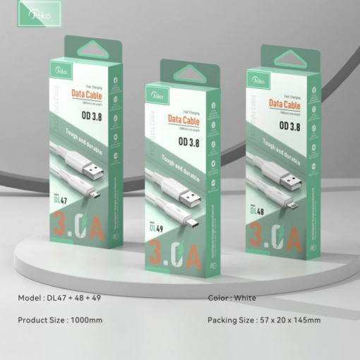 Data kabl KONFULON DL49, 2.4A, USB na Type C beli 1m - Image 4