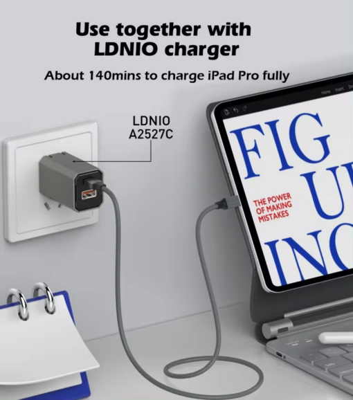 Data kabl LDNIO LC441I 30w, Type C na iPhone lightning sivi 1m - Image 4