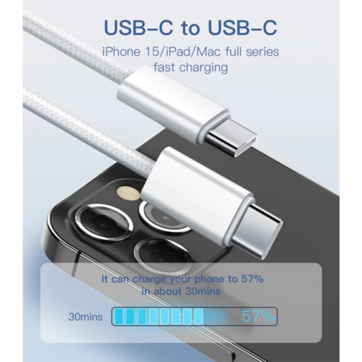 Data kabl LDNIO LC902-C 65W Type C na Type C beli 2m - Image 3